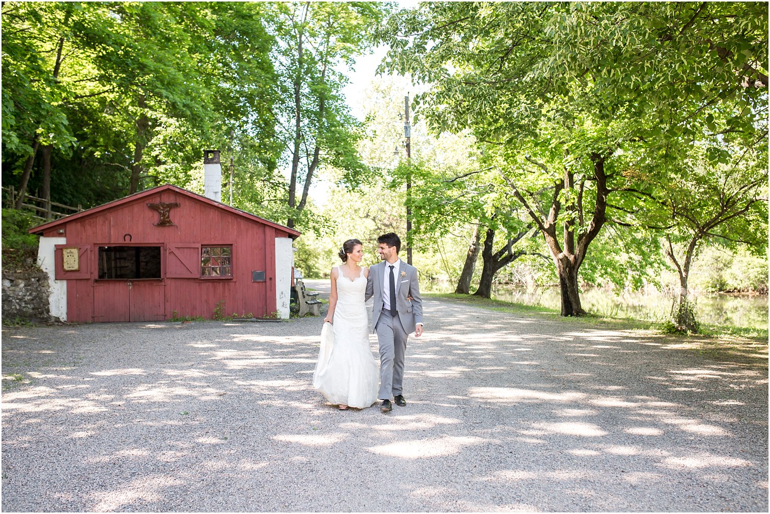 Husband and wife strolling at the Red Mill Museum