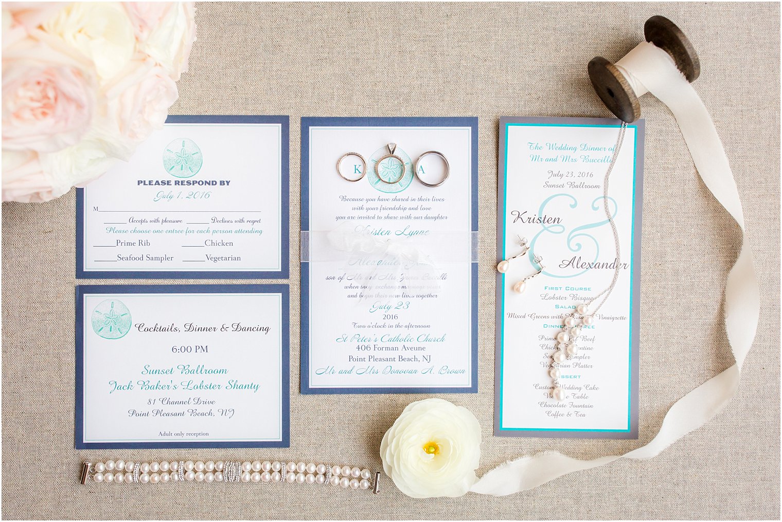 Teal and blue wedding invitations by Vista Print