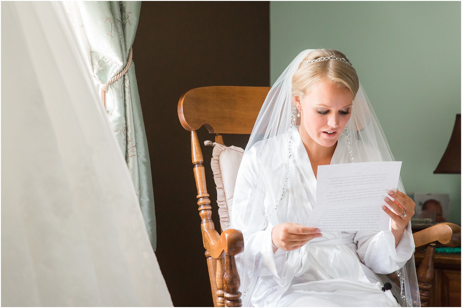 Bride reading letter from groom