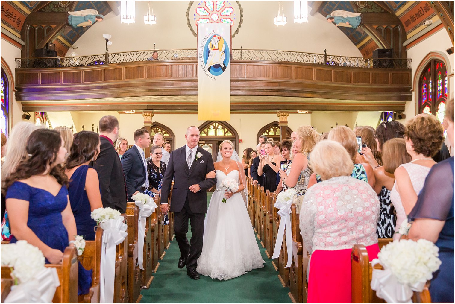 Bride walking down the aisle