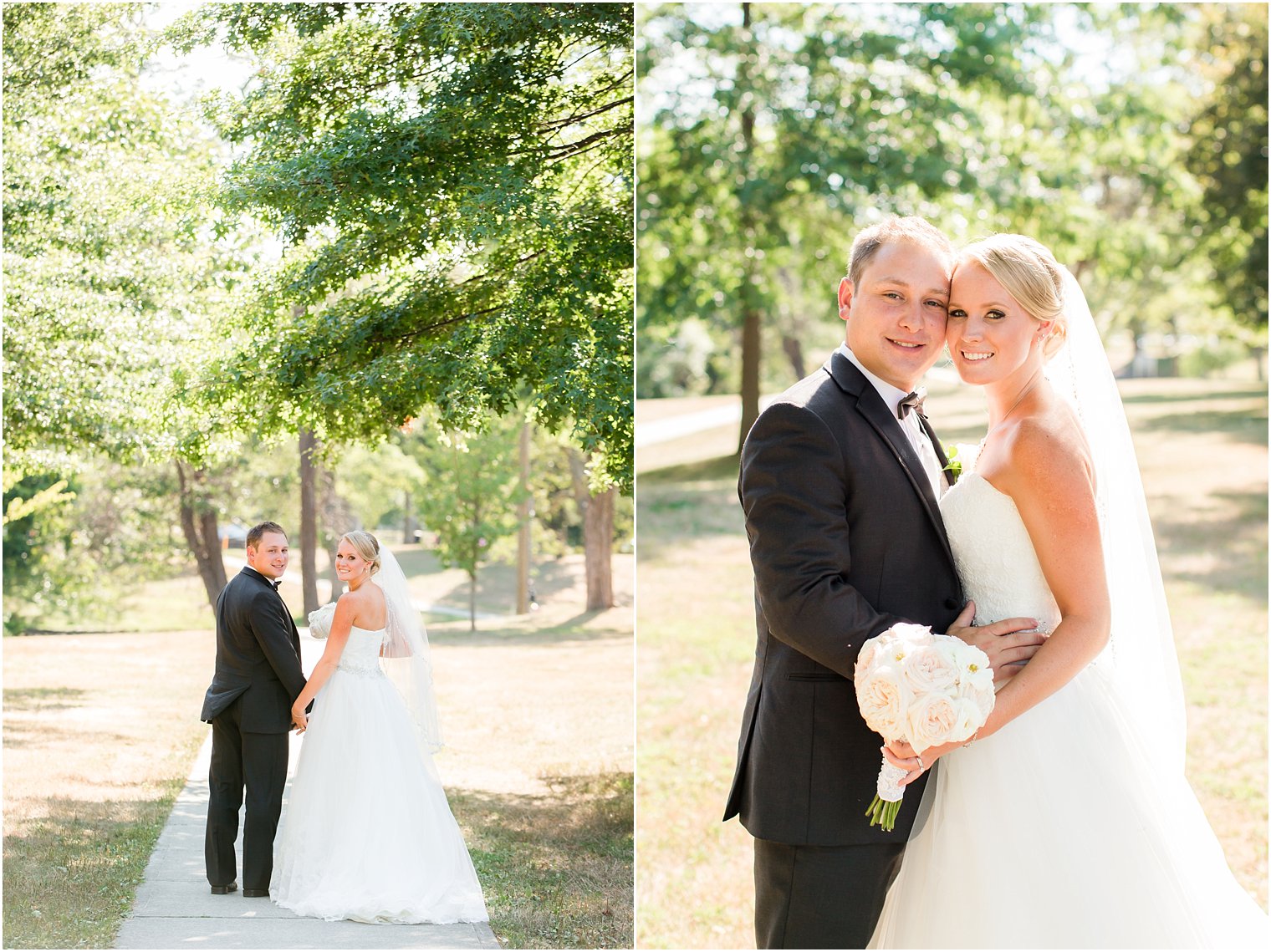 Bride and groom in Divine Park, Spring Lake, NJ