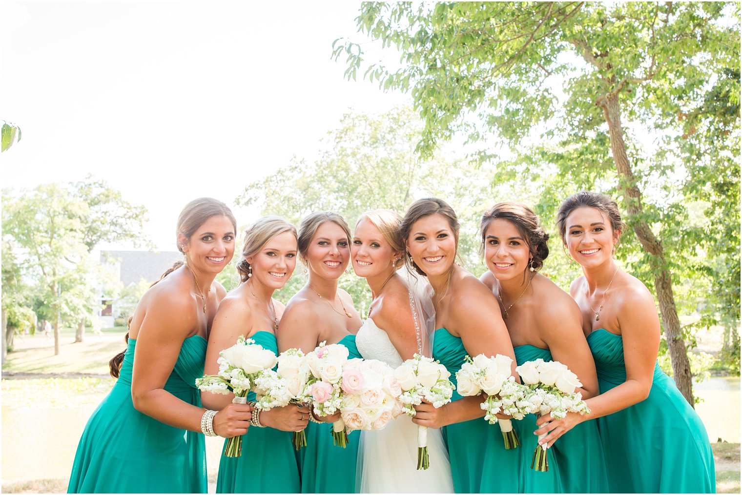 Bridesmaids in teal