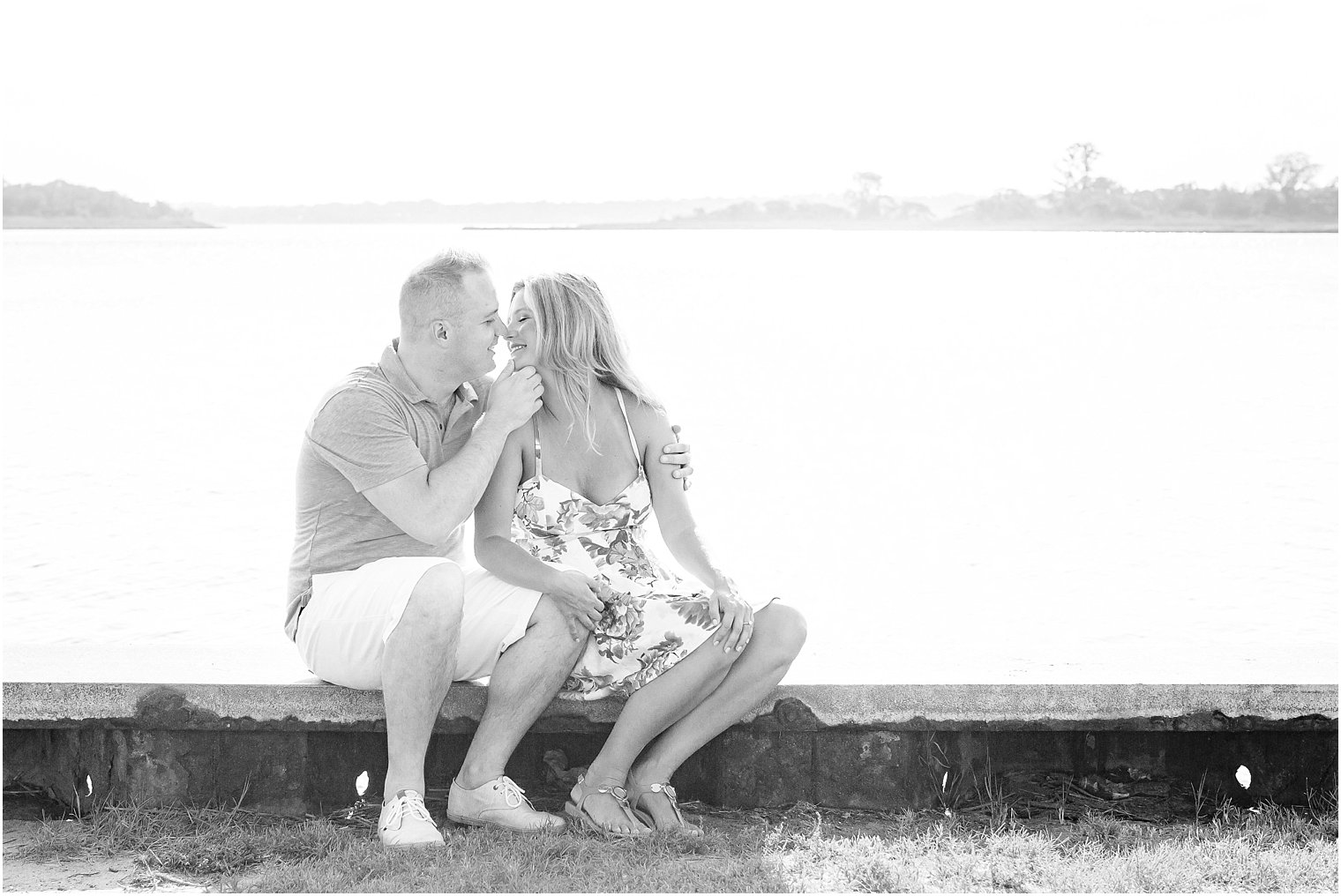 Romantic black and white engagement photo