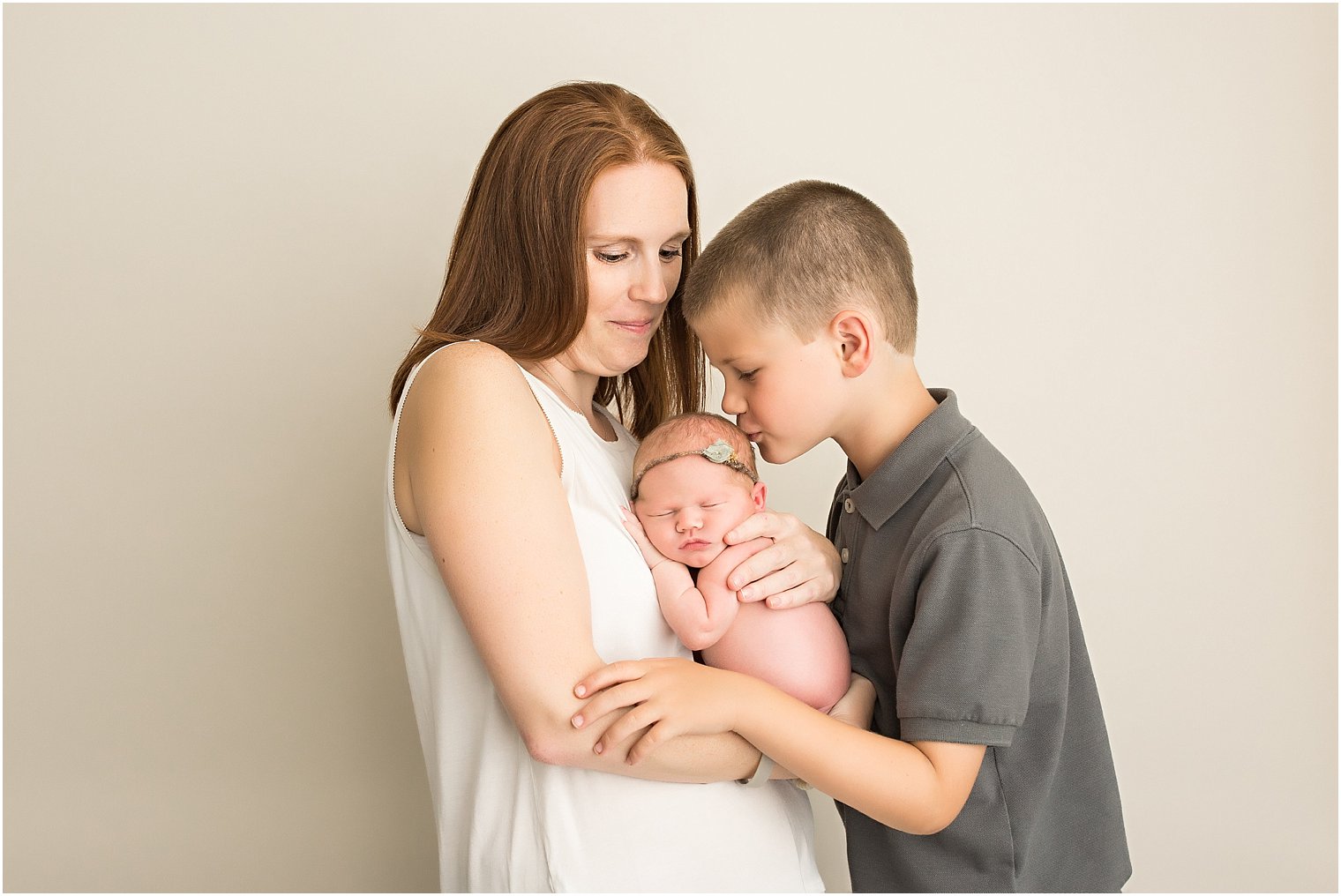 Mother and children at newborn session