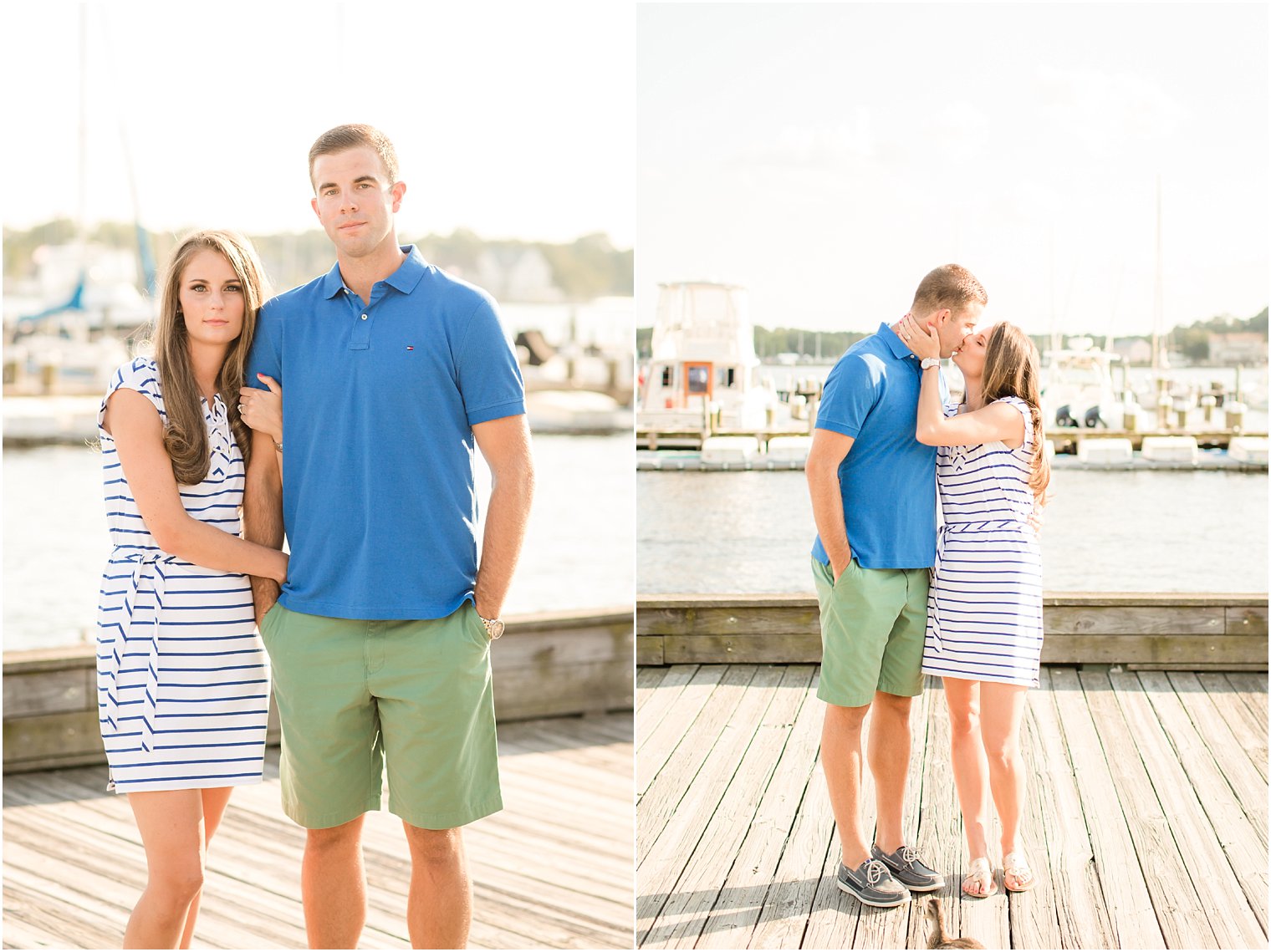 Blue and green engagement photo outfits