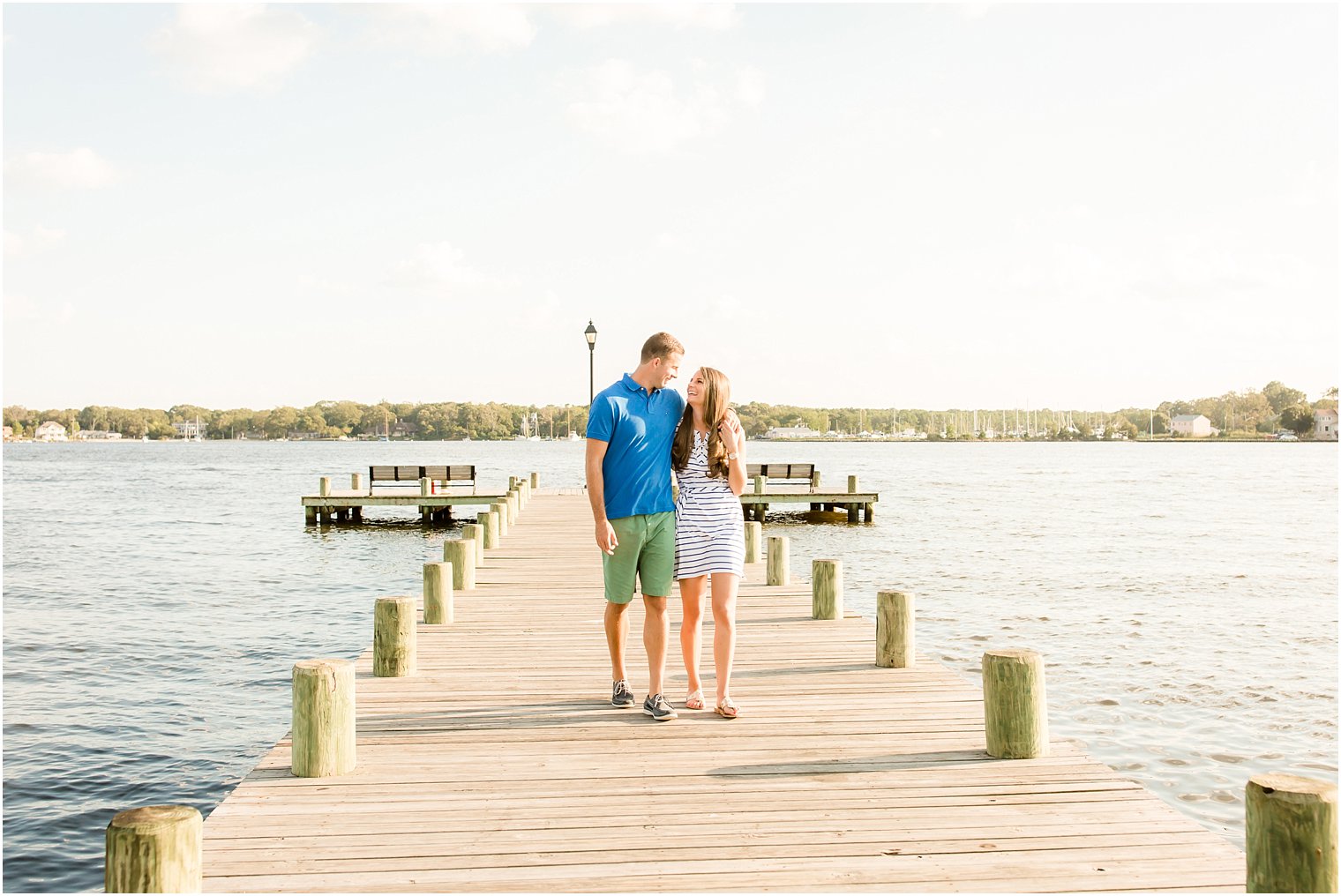 Couple walking in Island Heights NJ