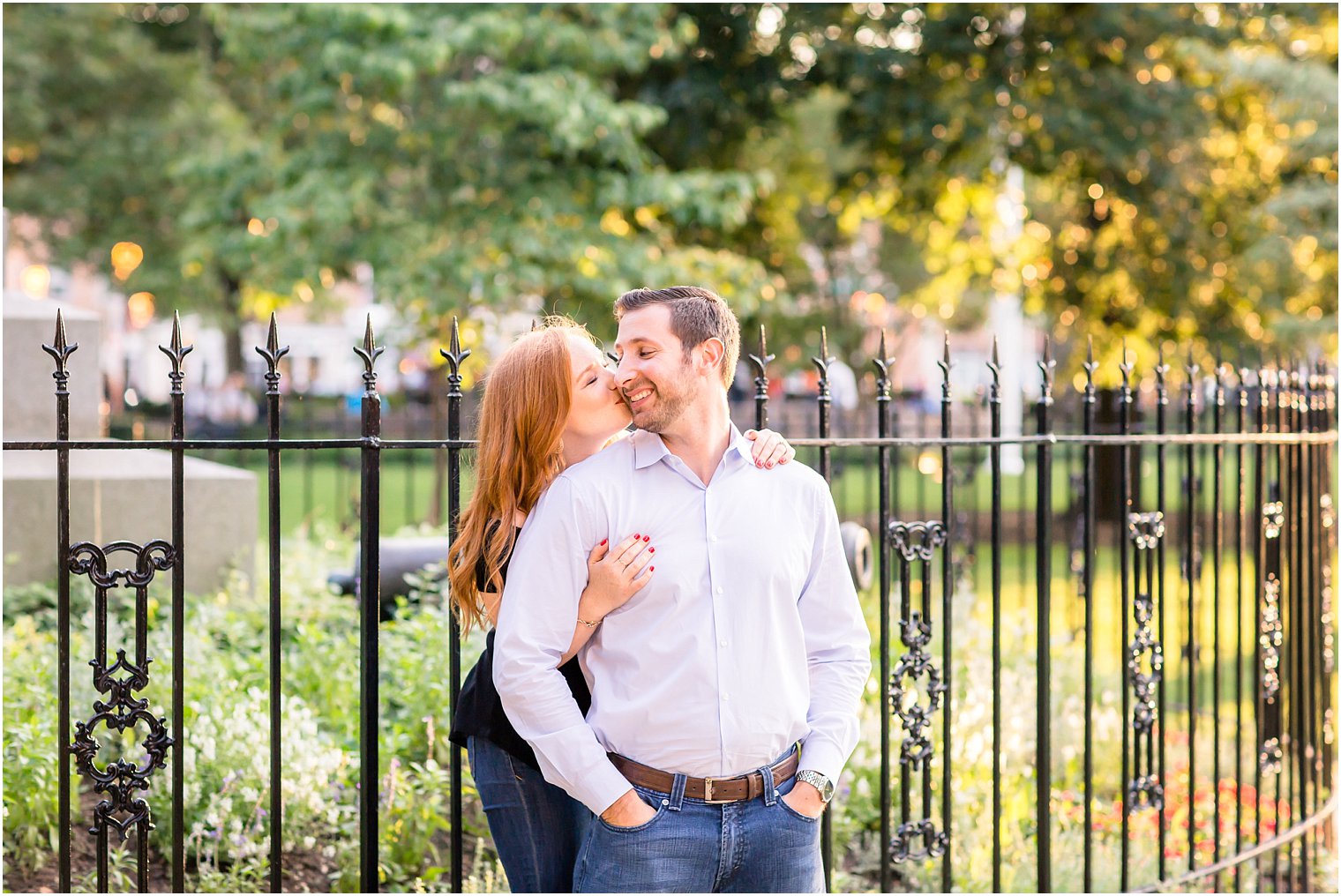 Sweet photo of couple on Morristown Green