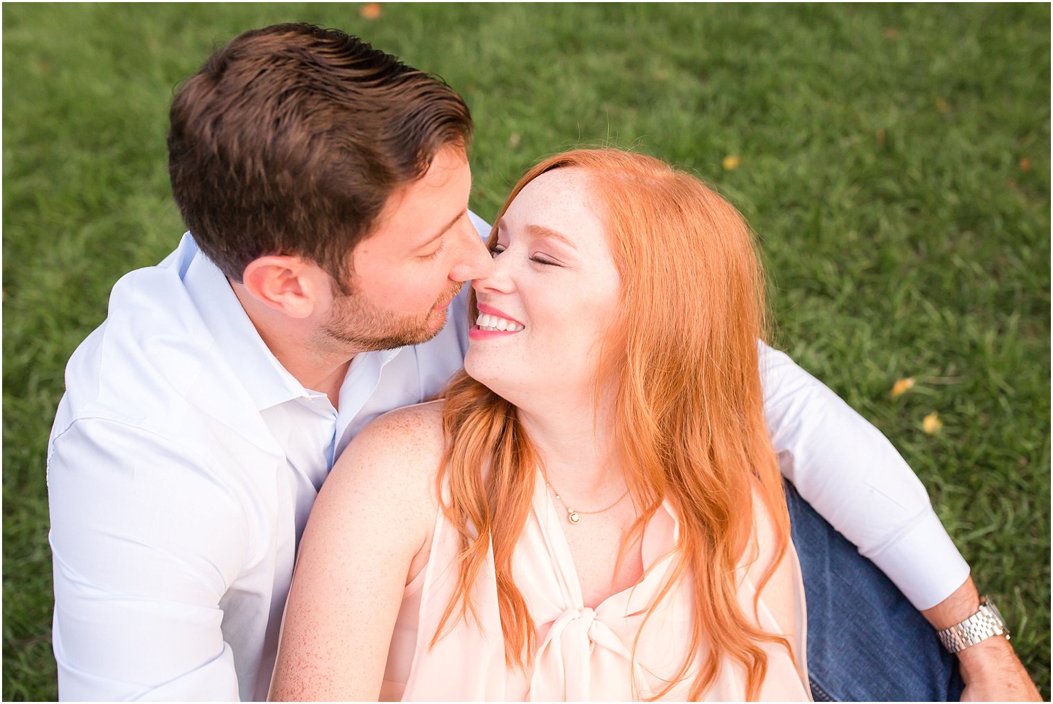 Tender moment between bride and groom