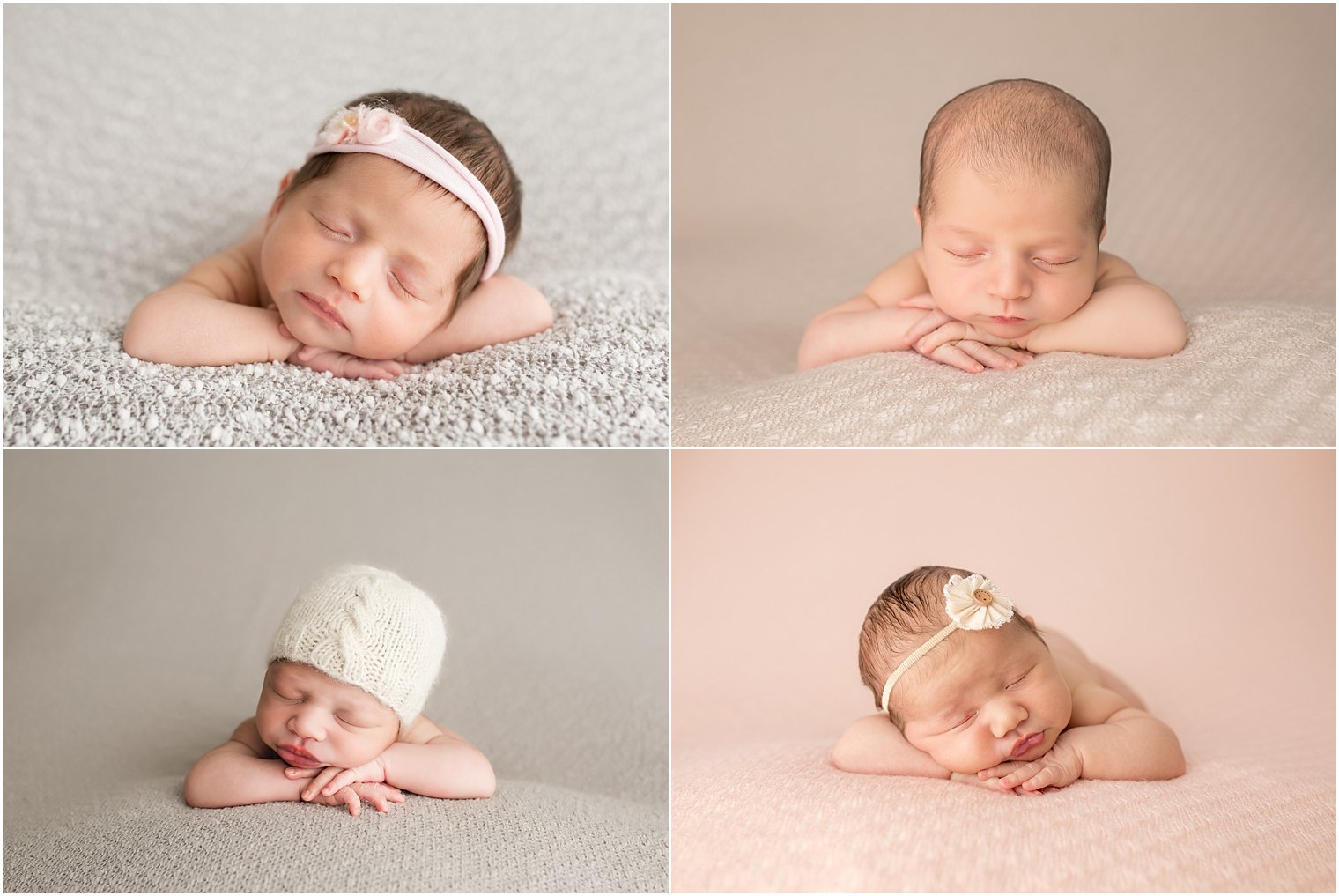 Chin on hands newborn pose