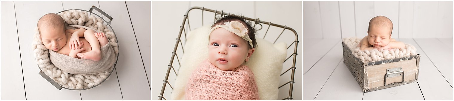 Baby in prop newborn pose