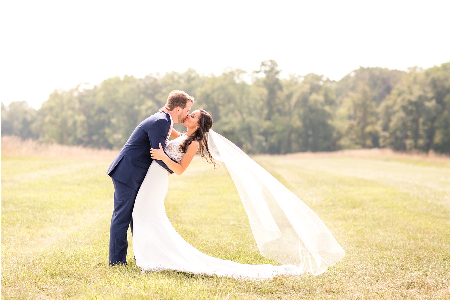 Romantic bride and groom portrait