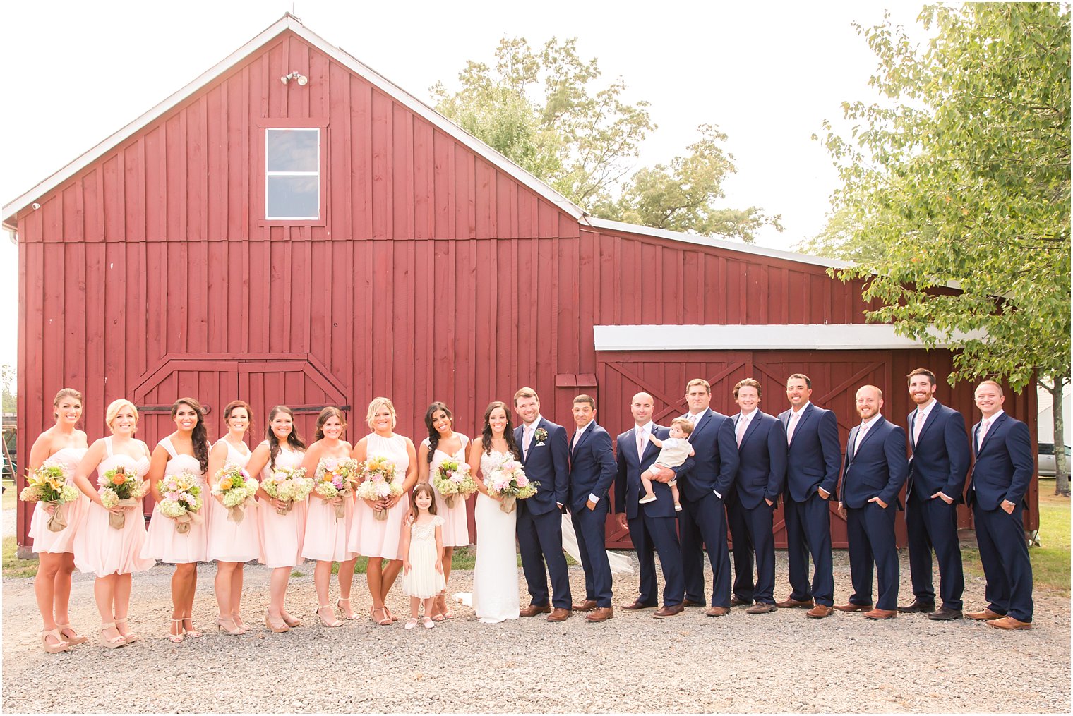 Wedding party in pink and blue