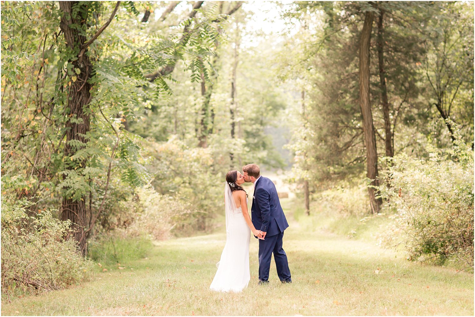 Romantic portrait of bride and groom