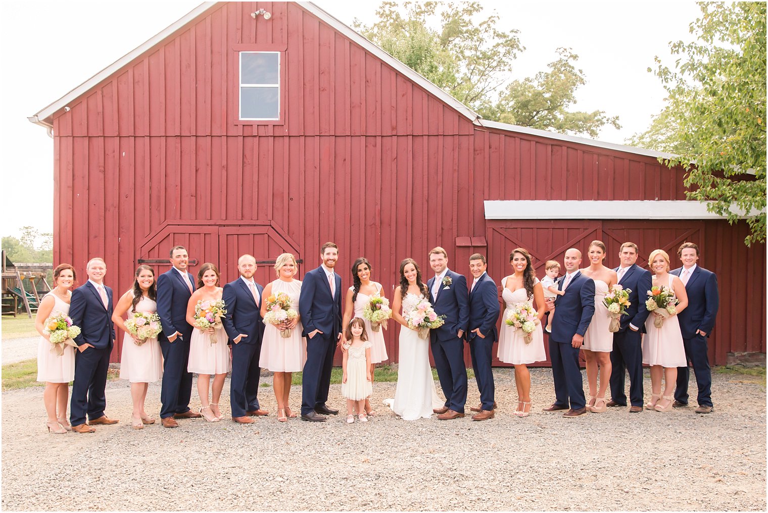 Pink and blue wedding party