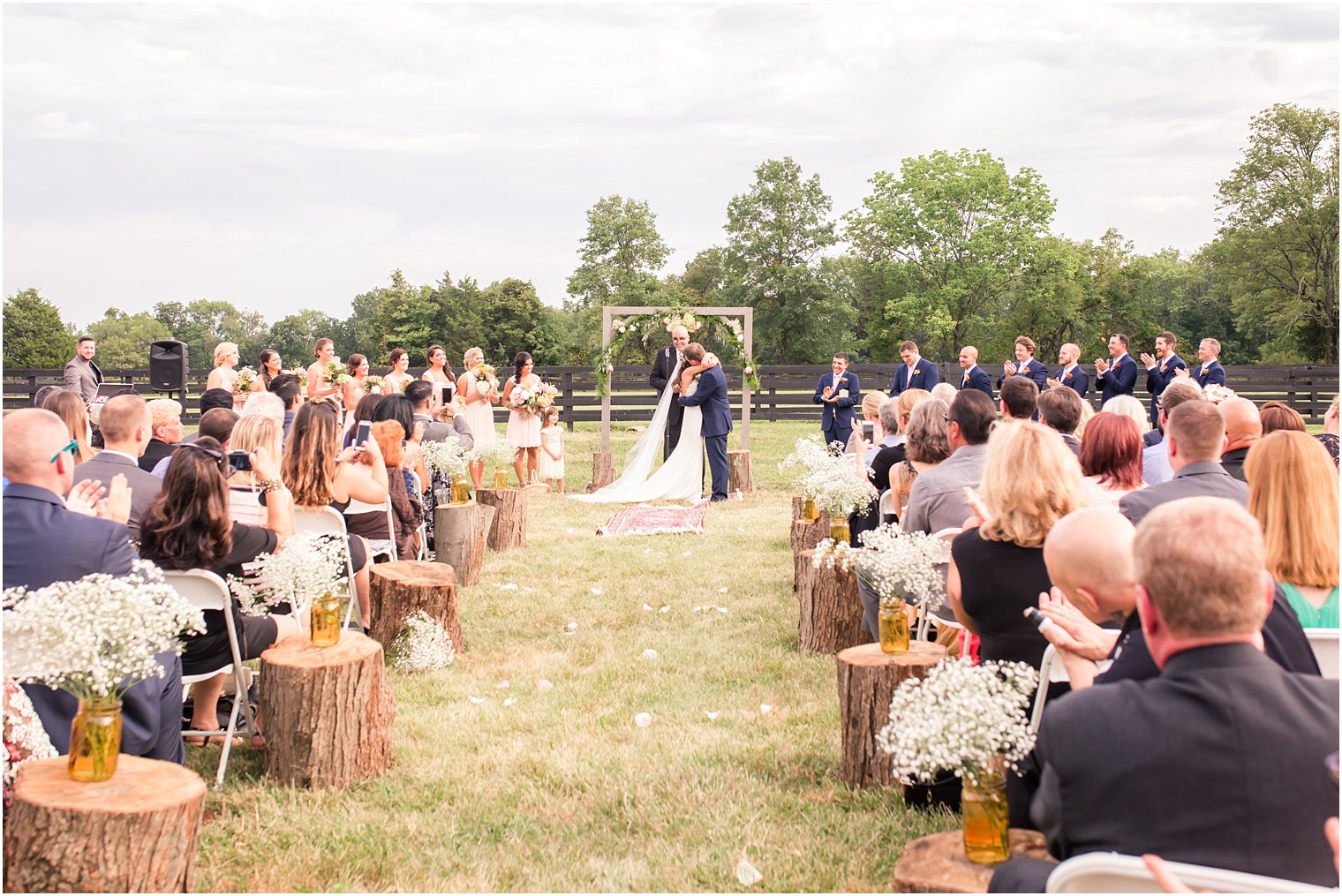 Bride and groom's first kiss