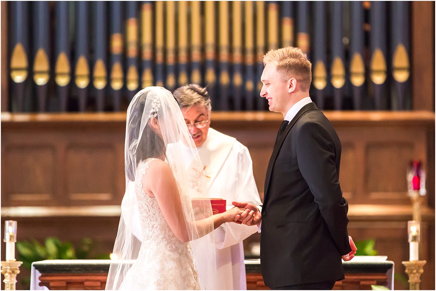 Bride and groom exchanging vows