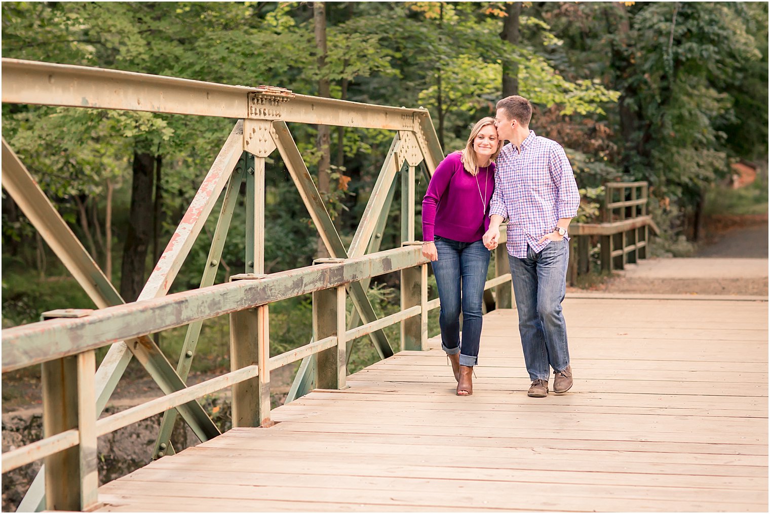 Purple and blue engagement photo outfits