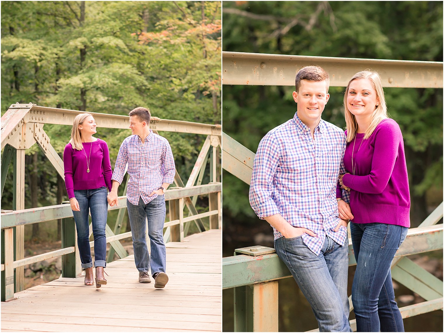 Engagement photos on steel bridge