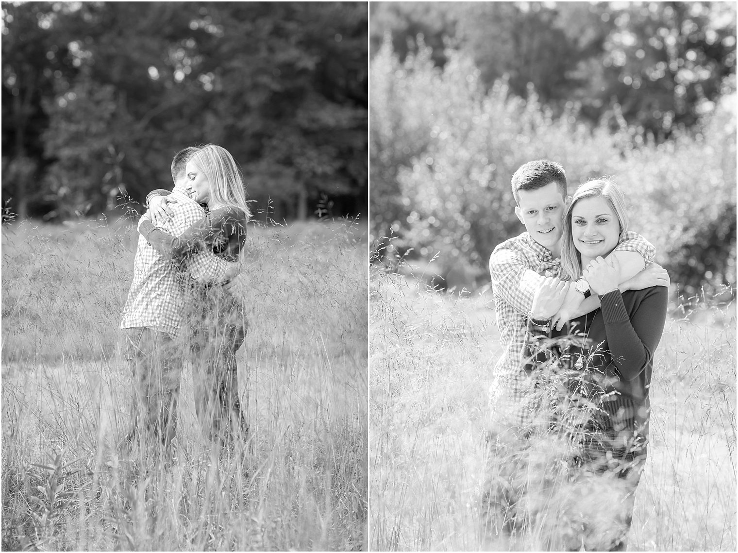 Romantic black and white engagement photo