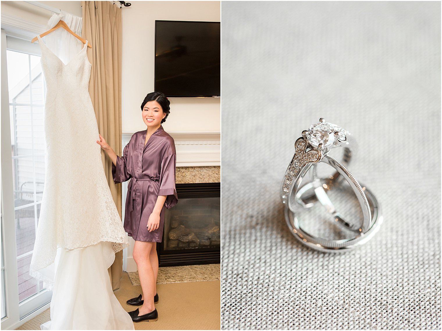 Bride getting ready in bridal suite