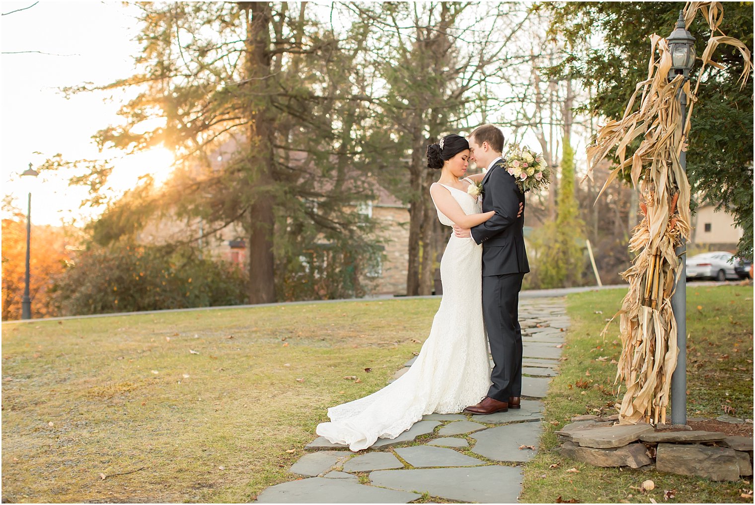 Romantic bride and groom photo