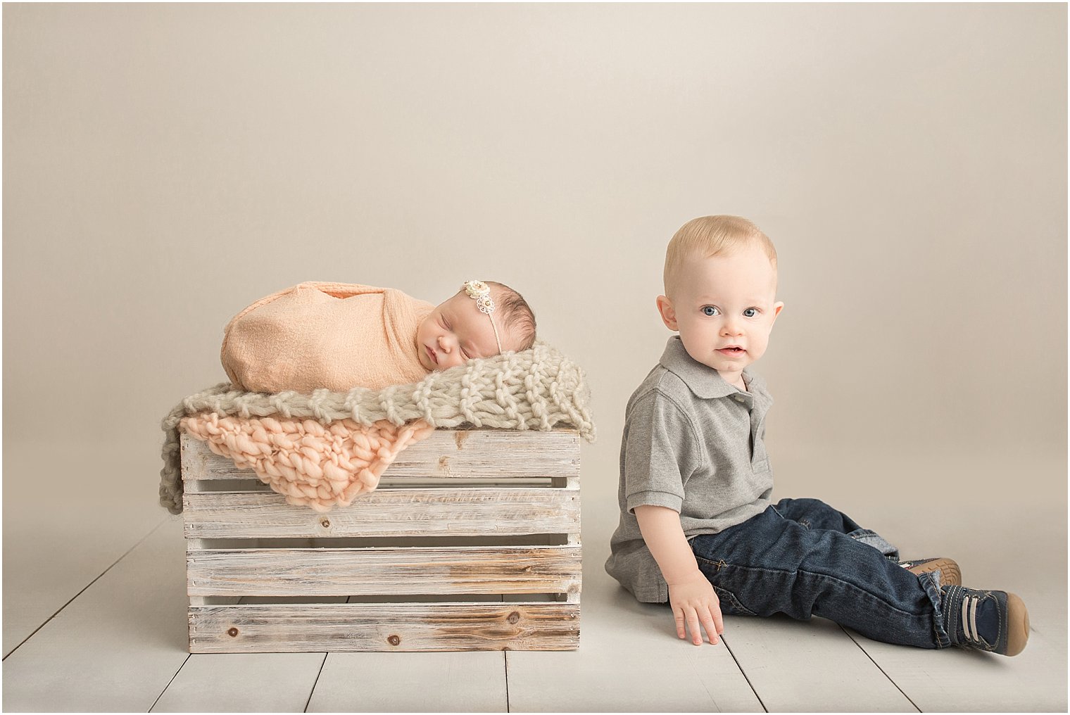 Newborn baby and her brother