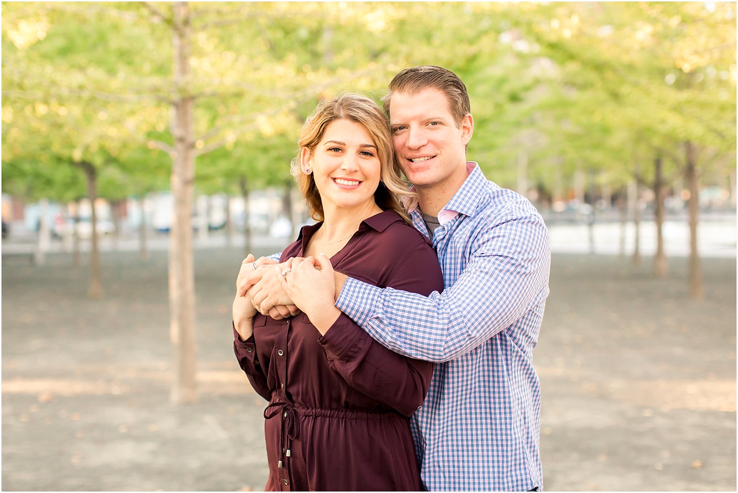 Engaged couple in Hoboken