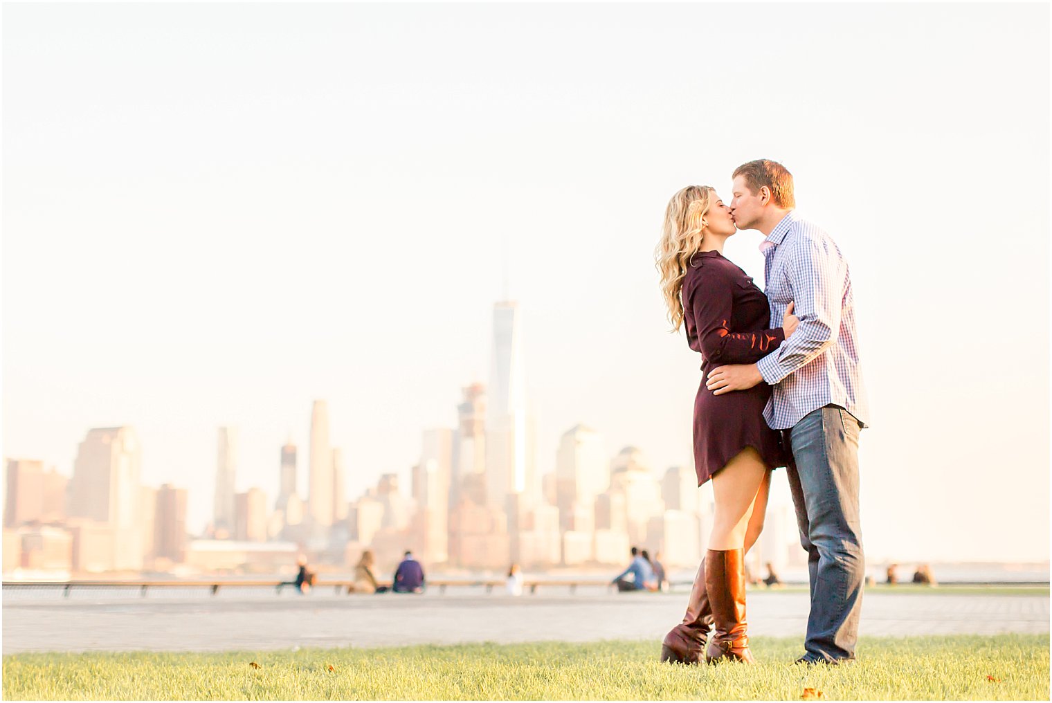 NYC backdrop engagement photo