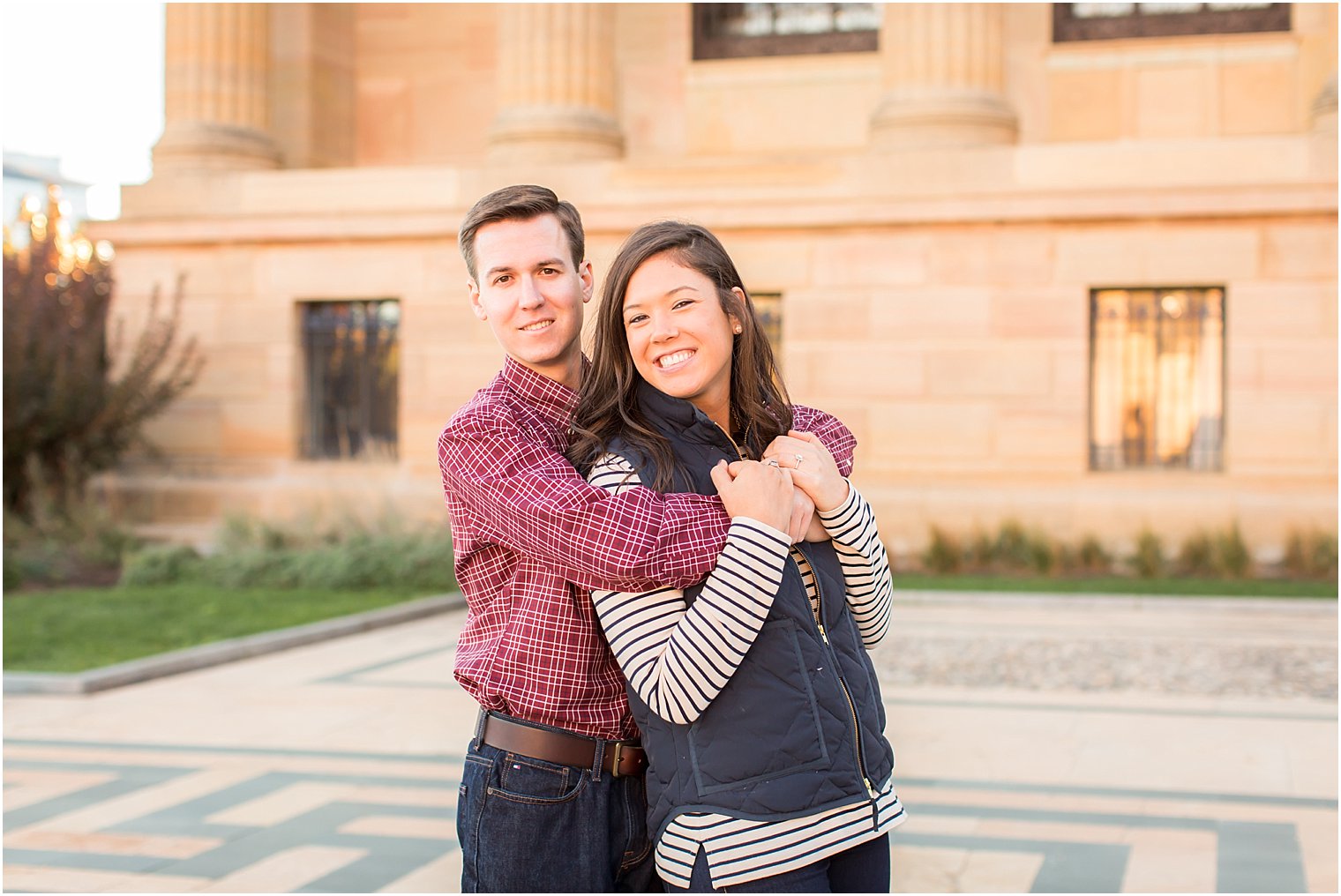 engagement photo at art museum