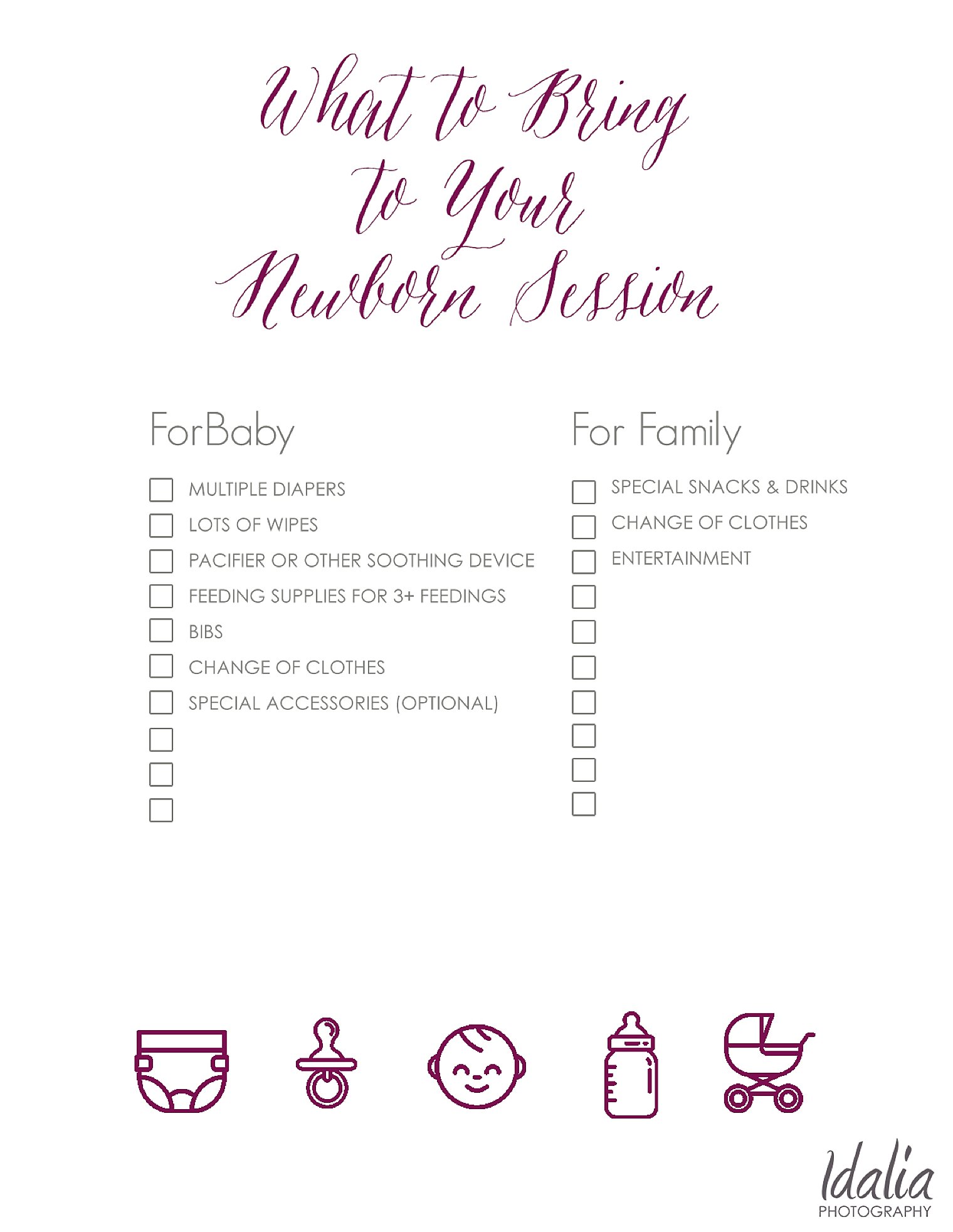 Downloadable Newborn Session Checklist