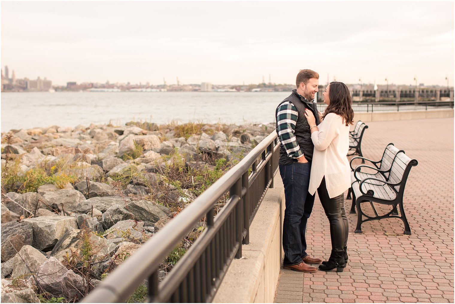 Sunset engagement photos in Jersey City