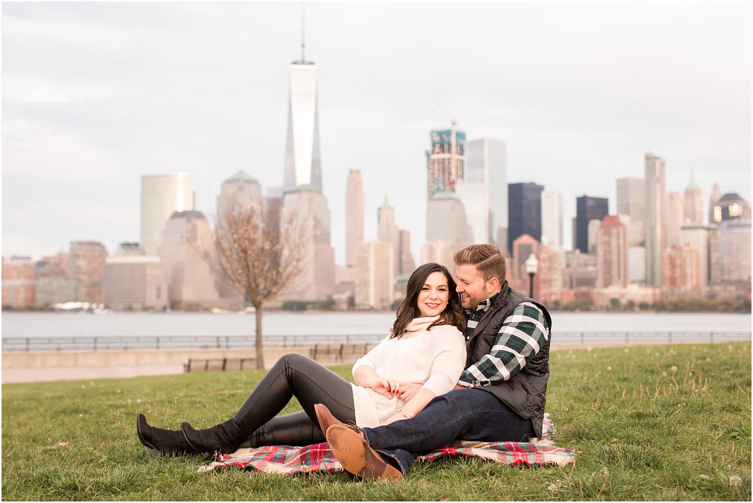 Engagement photos at Liberty State Park