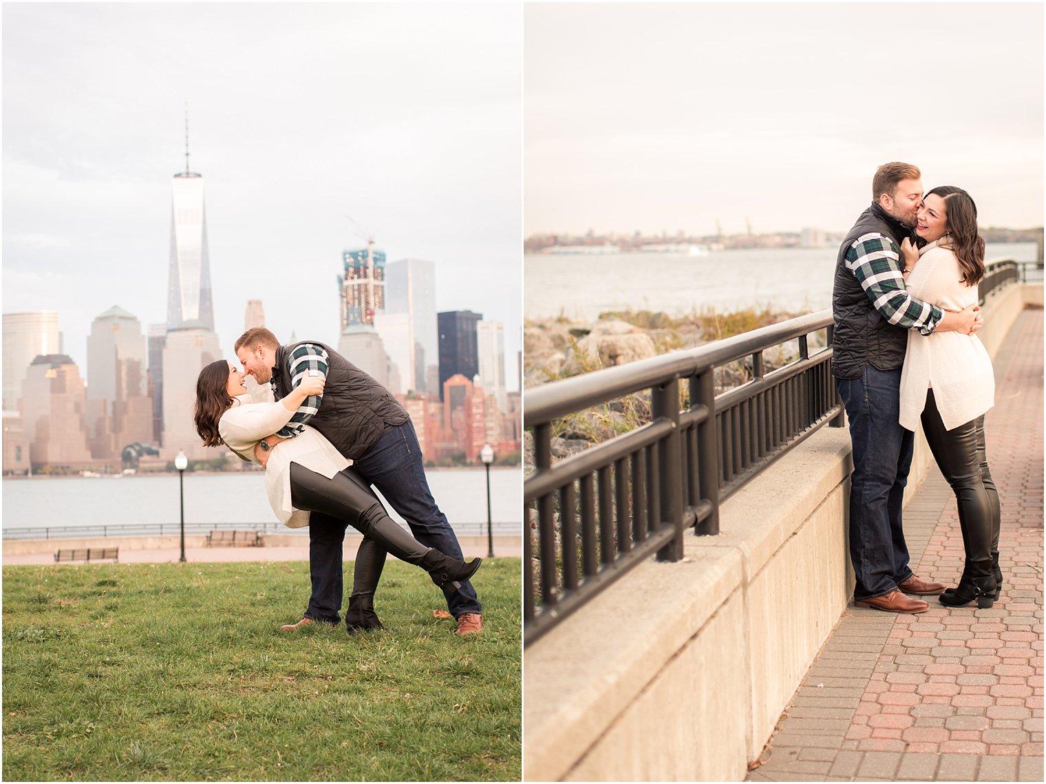 Fun engagement photos with NYC skyline