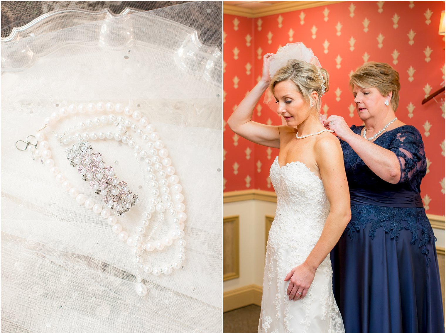 Bride getting ready with her mom