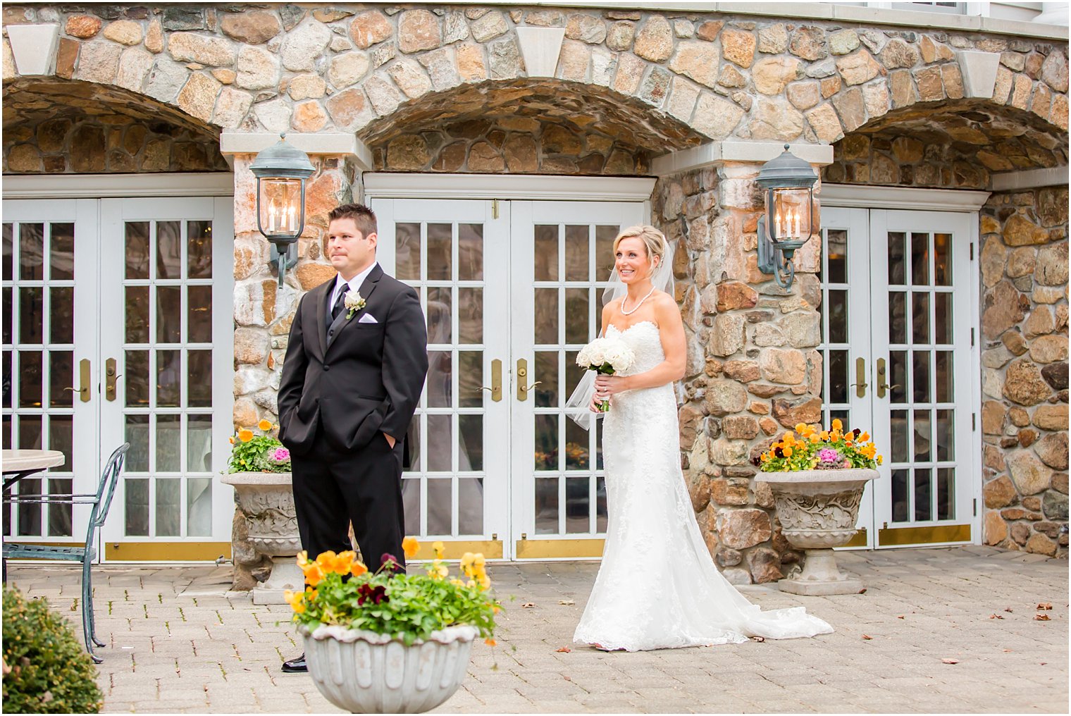 First look between bride and groom