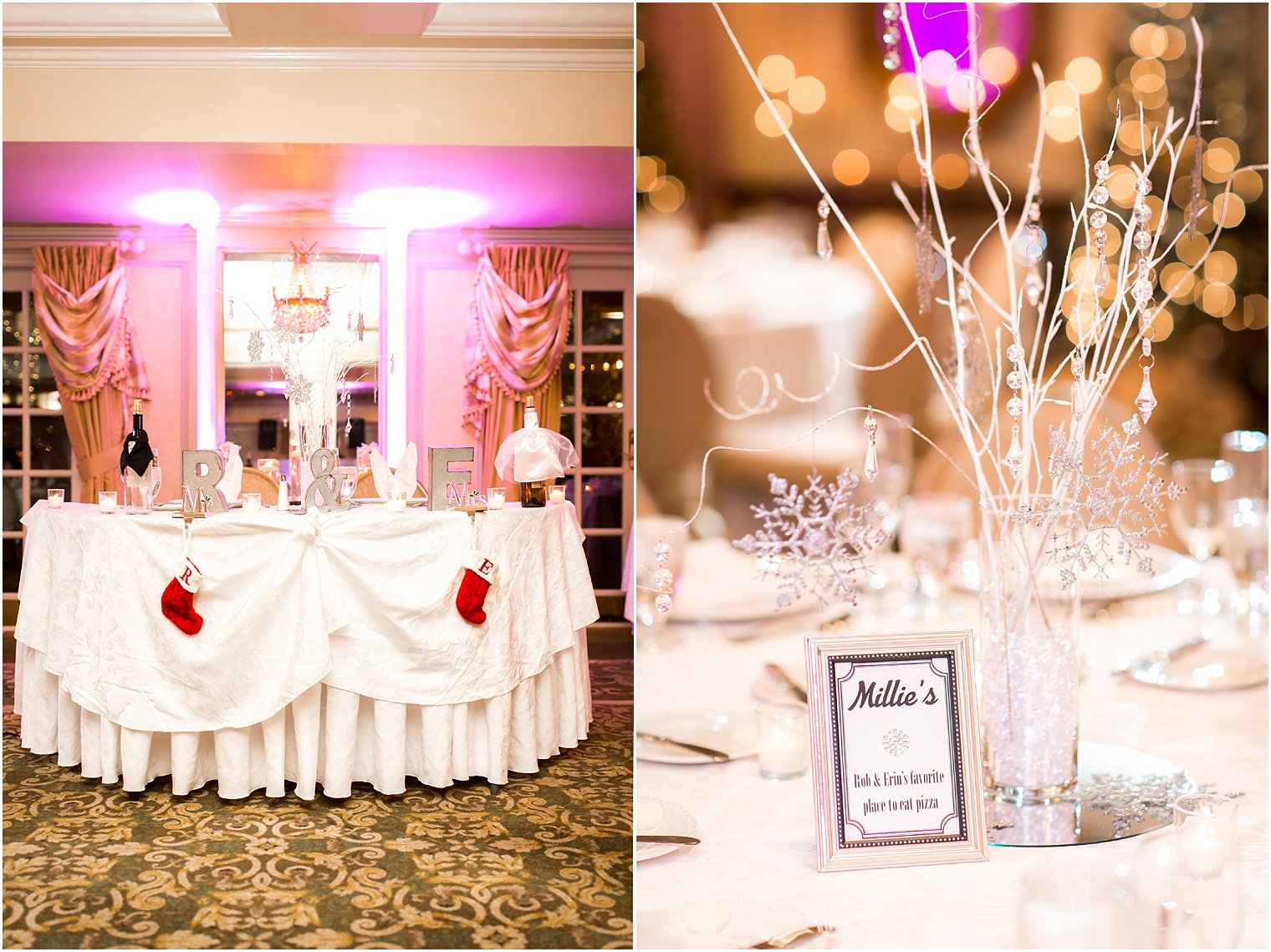 Winter wedding reception details