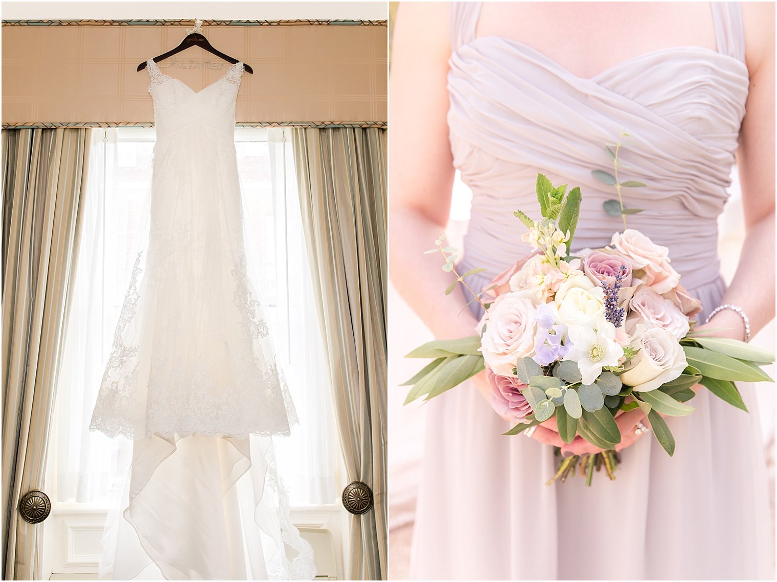 Wedding dress from I do... I do... in Morristown, NJ | Florals by Pink Dahlia Vintage | Bridesmaid dress by Alfred Angelo