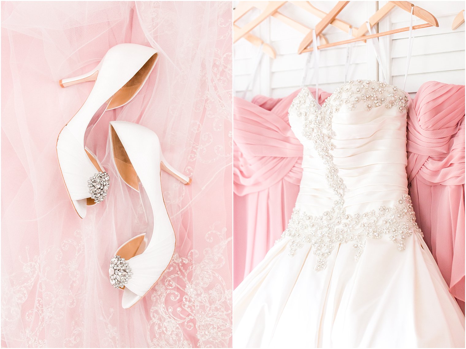 Pink and white wedding details