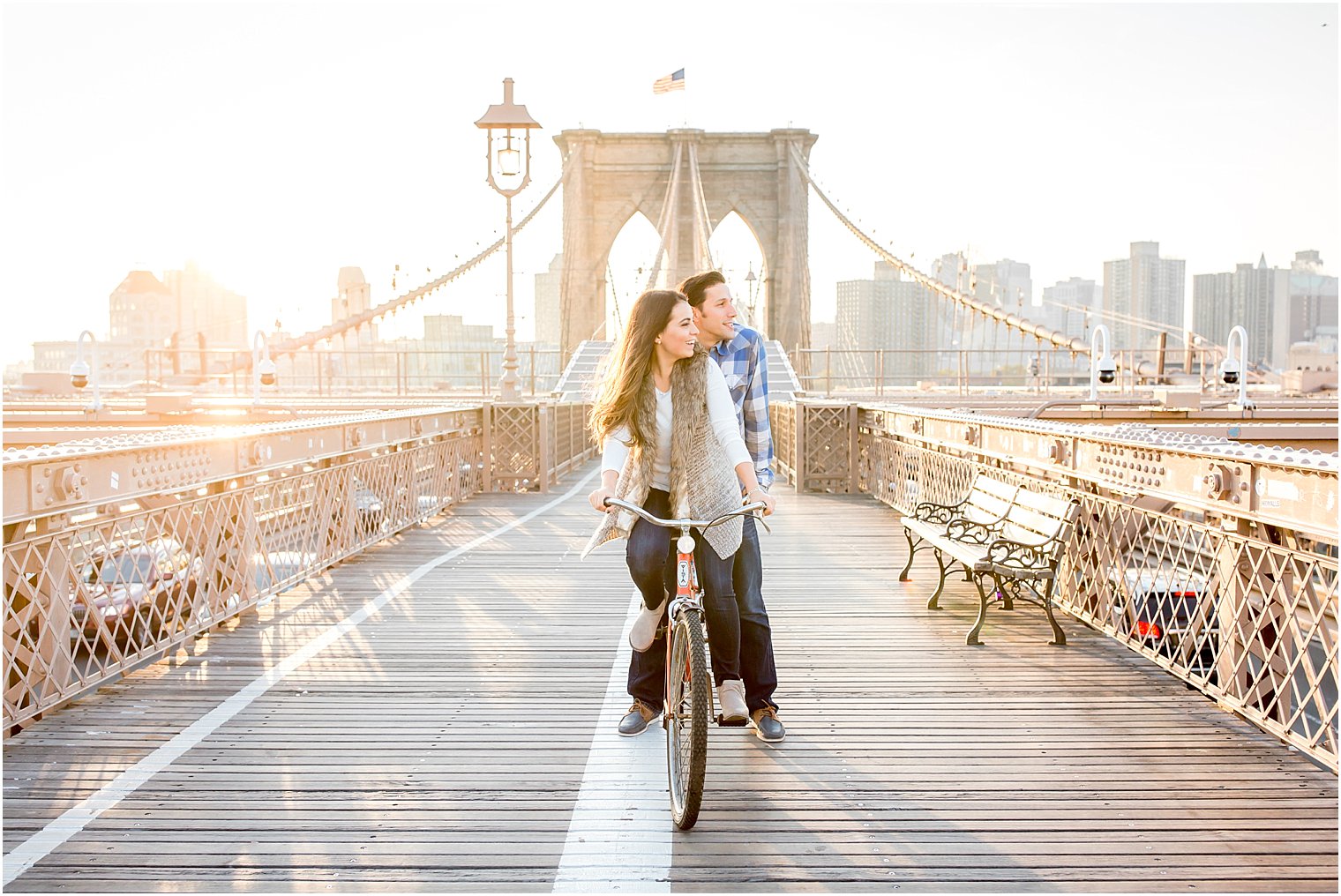 Engagement photos with tandem bike