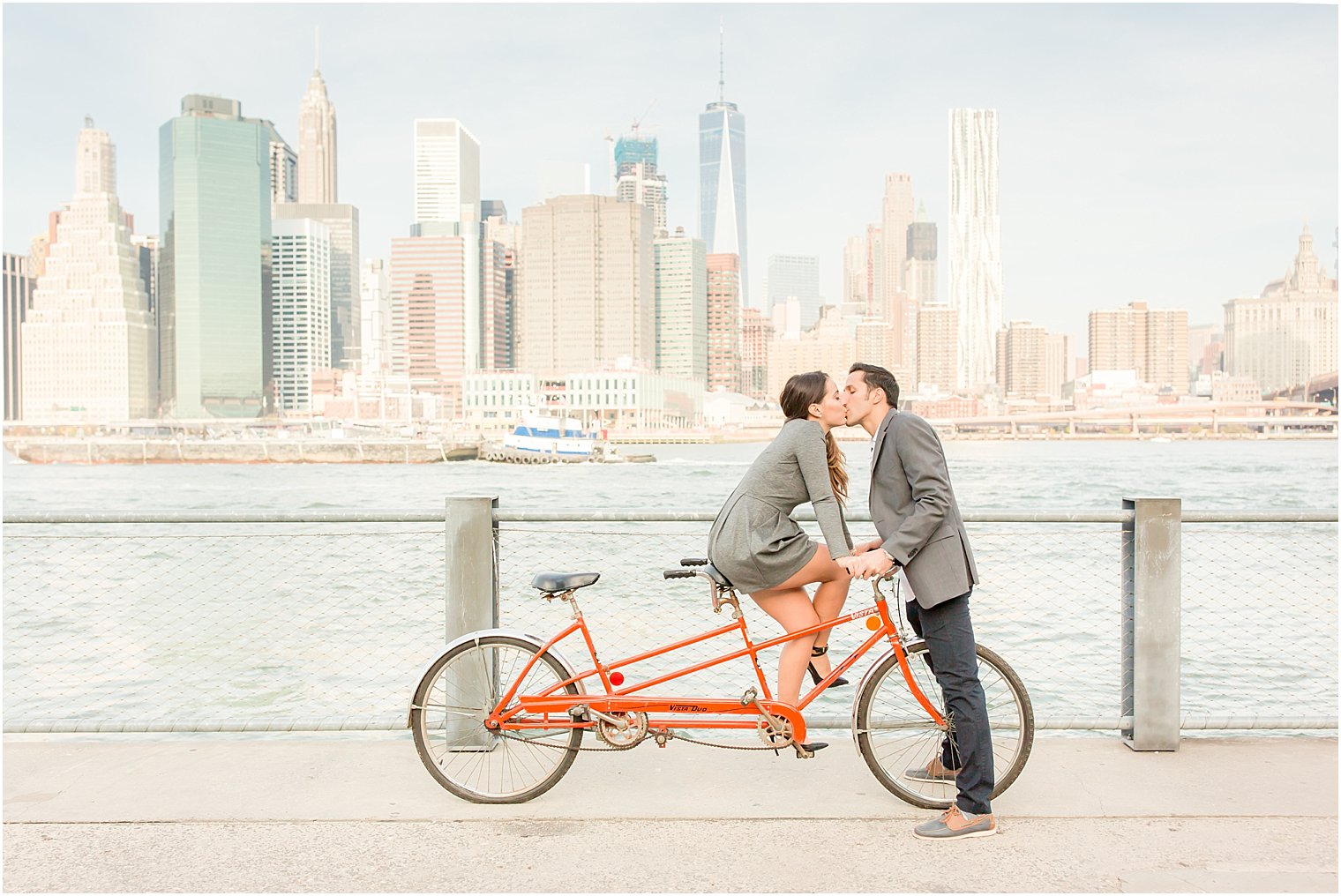 NYC skyline engagement photo