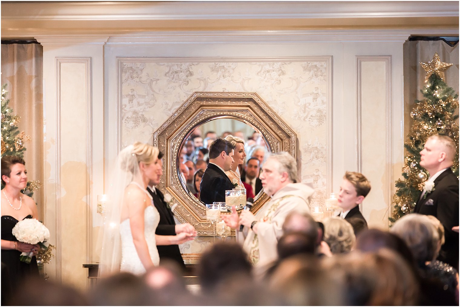 Indoor wedding ceremony for winter wedding at Olde Mill Inn