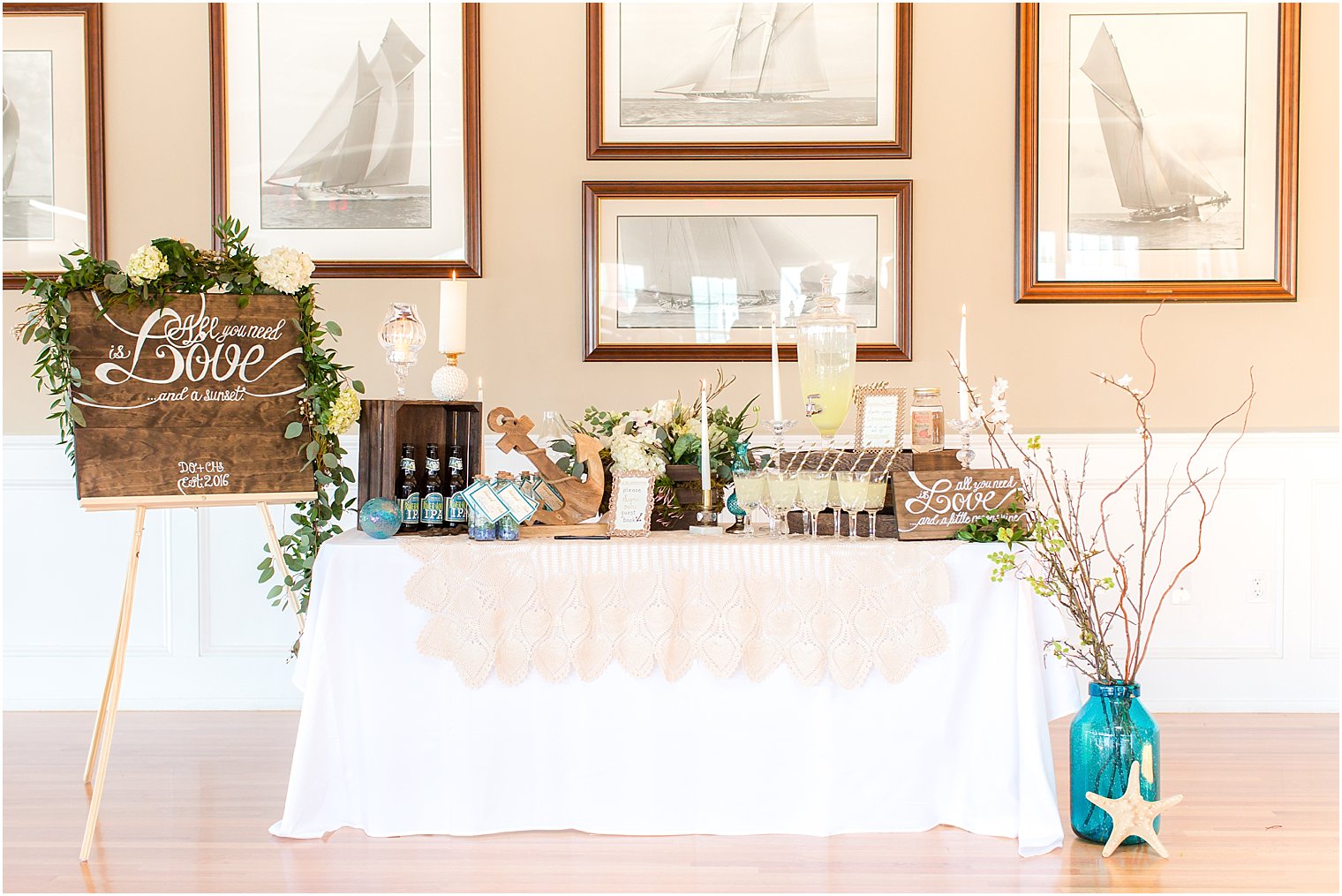 Brant Beach Yacht Club Wedding Inspiration Shoot Welcome Table