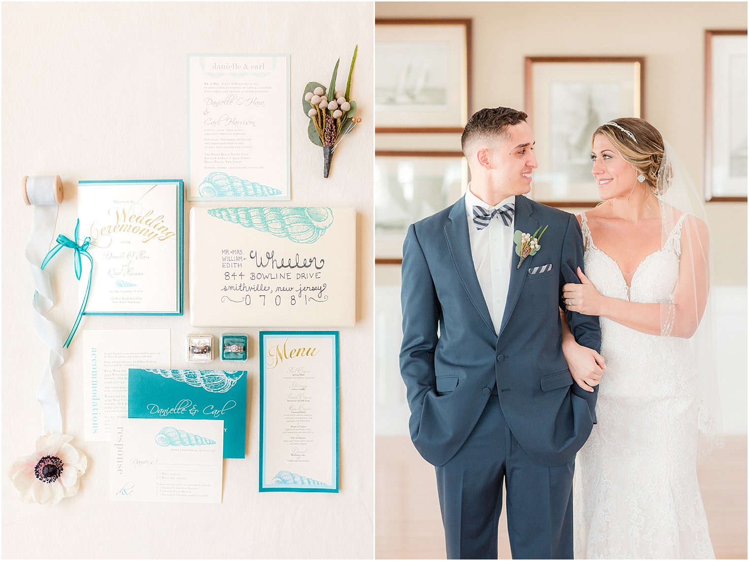 Brant Beach Yacht Club Wedding Portrait and invitation idea