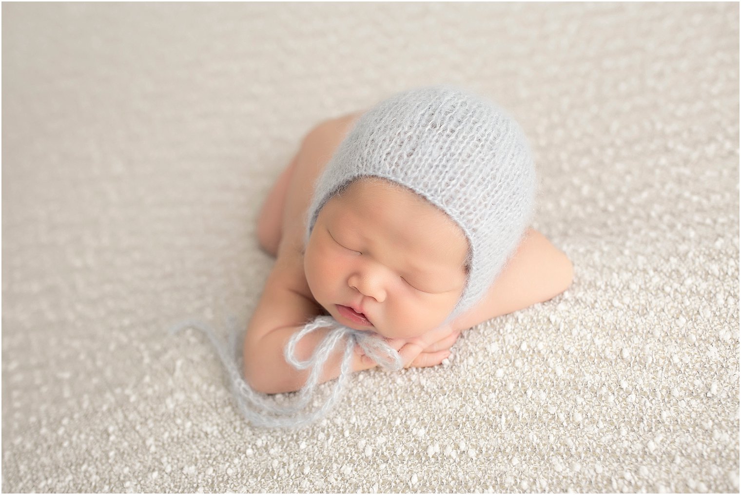 Newborn boy with mohair hat from Blueberry Props