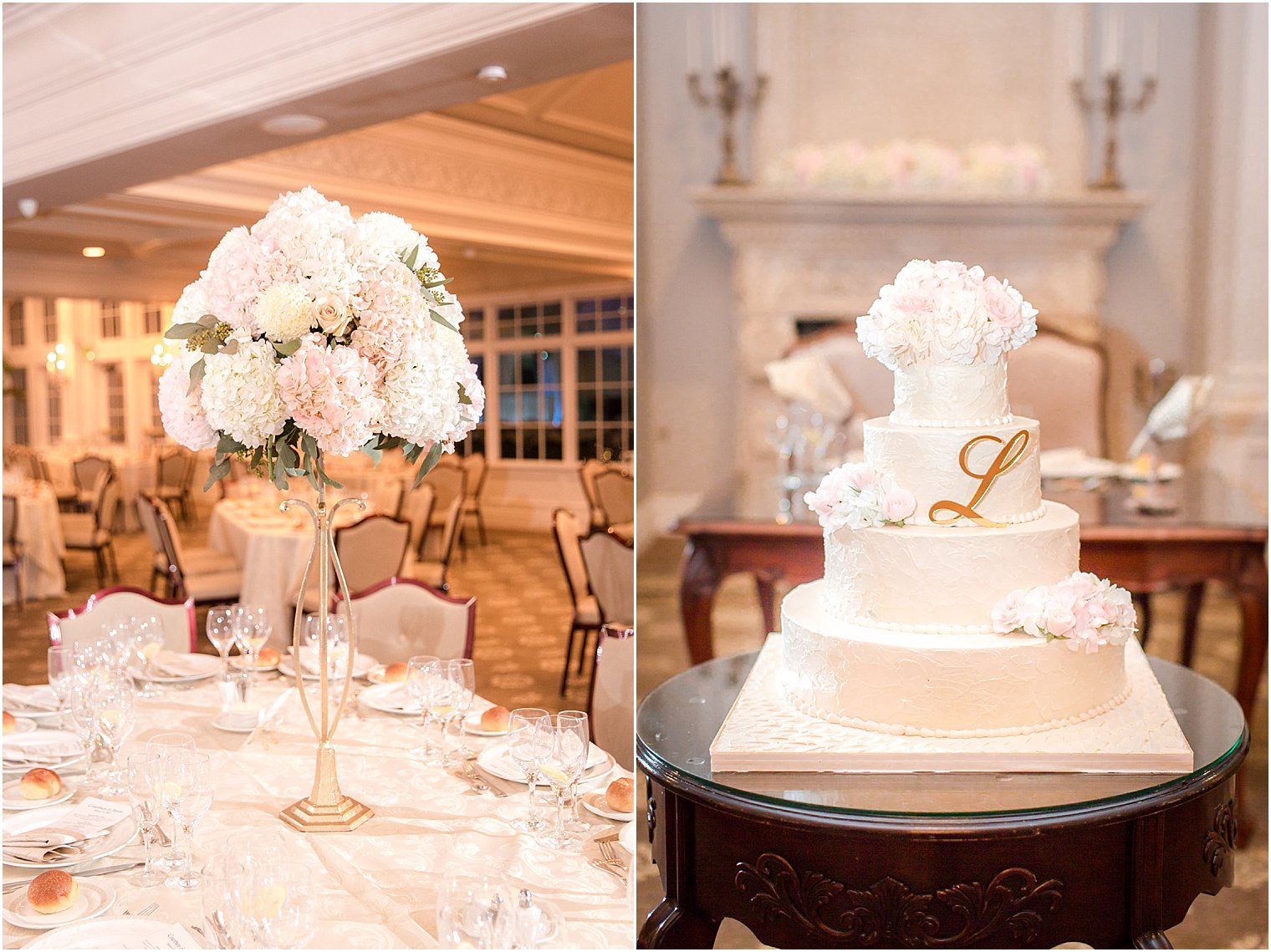 Center pieces by Yumila Florals and Cake by Palermo's Bakery