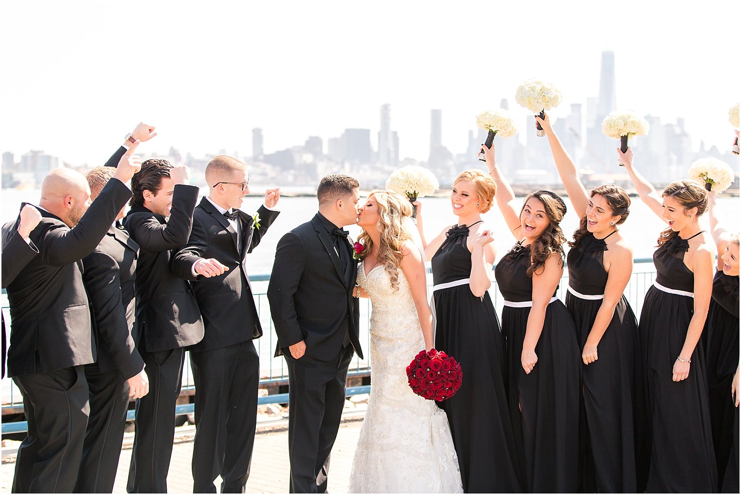 Fun Bridal Party Photo in Weehawkin | Photo by Idalia Photography