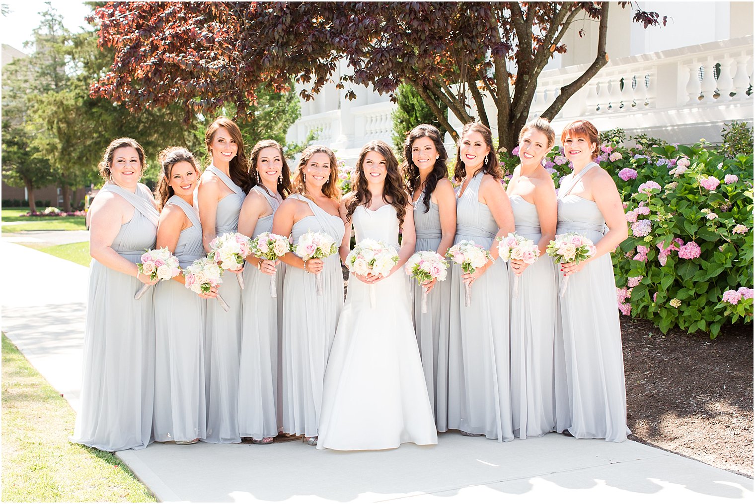 Bridesmaids in gray dresses | Idalia Photography