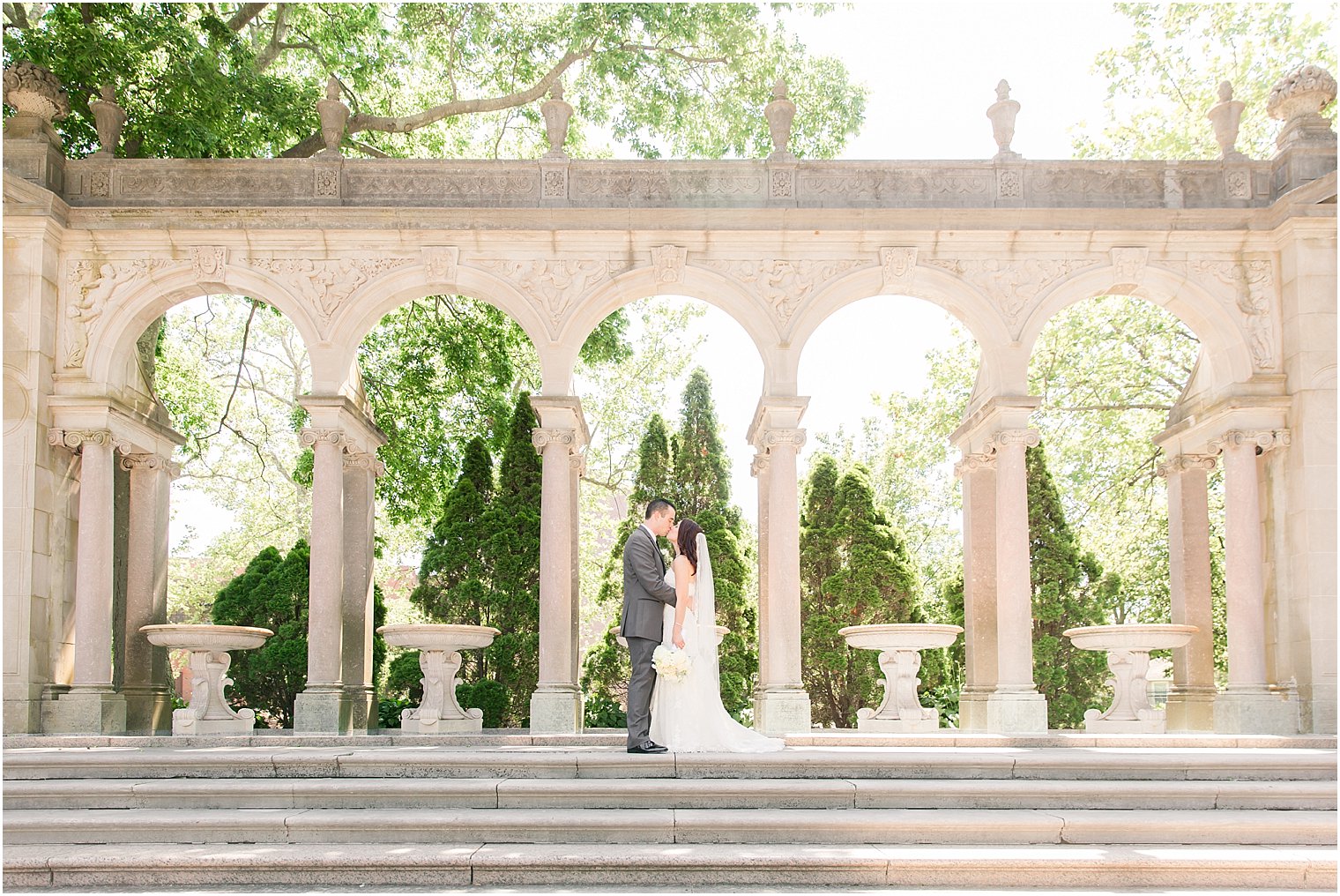Bride and groom at Monmouth University | Photo by Idalia Photography