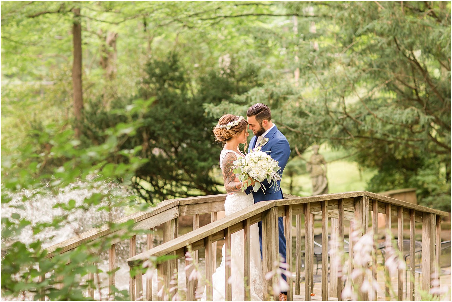 Sweet moment between bride and groom at Holly Hedge Estate | Photo by Idalia Photography