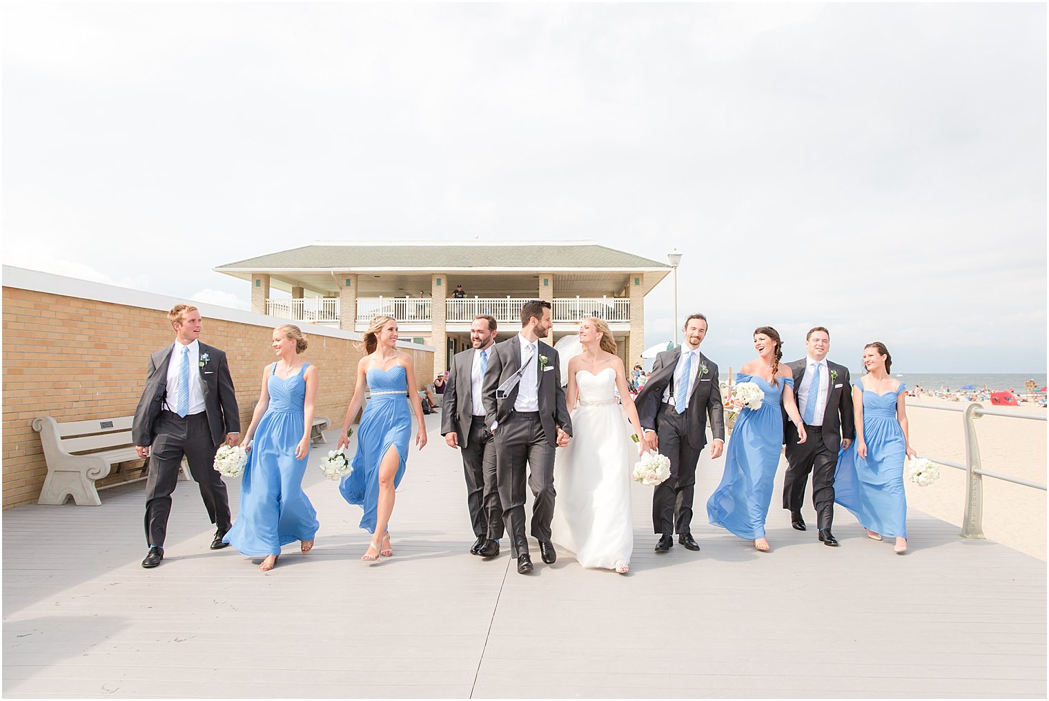 Bridal Party Photo at Spring Lake Beach | Photo by Idalia Photography